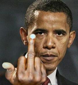 Obama middle finger